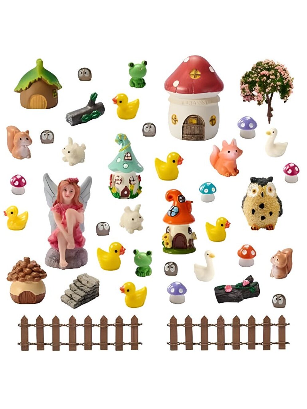 40Pcs Outdoor Miniature Fairy Garden Accessories Kit with Fairy House